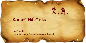 Karpf Márta névjegykártya
